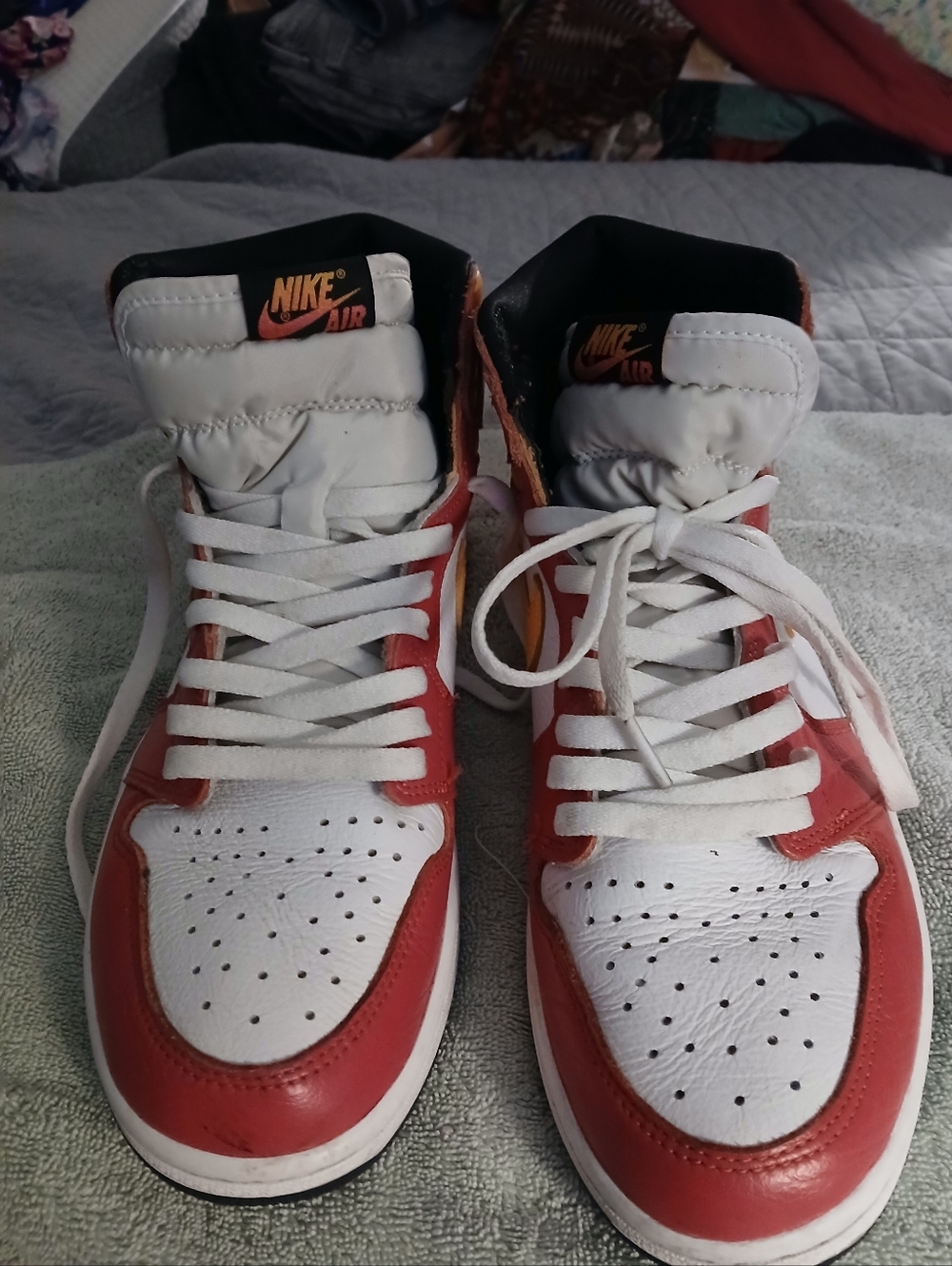Nike High-Top Sneakers in White, Red & Black